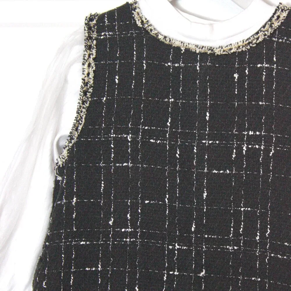 Tweed dress with long sleeve shirt